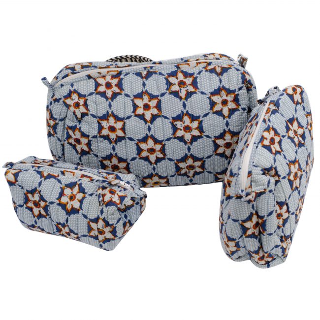 Set Of 3 Multipurpose Blue Cotton Bag