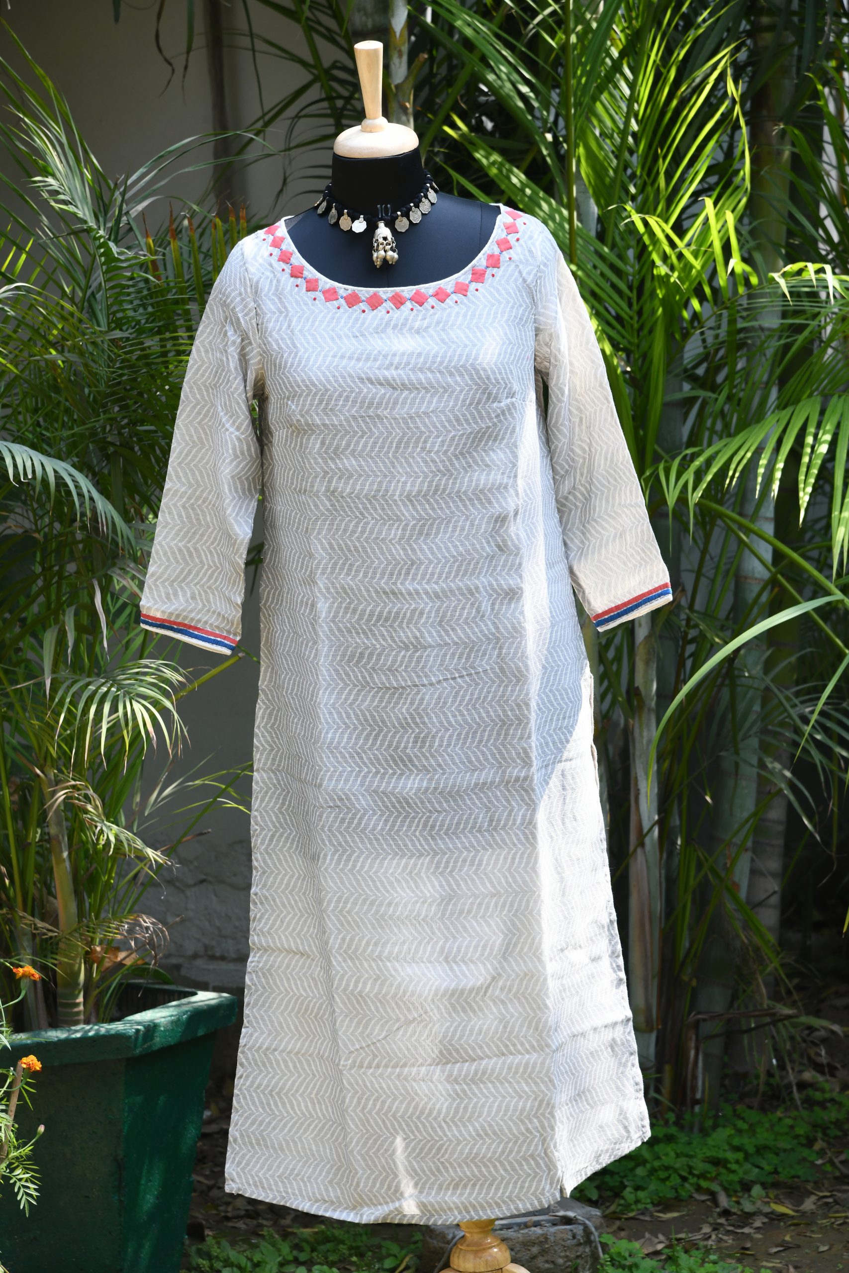 Kurta Long Applique Yoke For Women