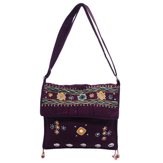 Handwoven Cotton Purple Medium Kodi Side Handbag