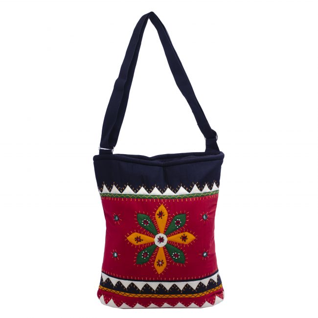 Handmade Cotton Multicolor Medium Bag