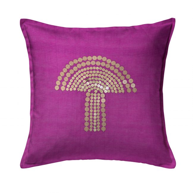 Handcrafted Cotton Purple Cushion Cover (GST not shared)