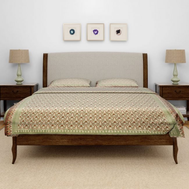 Hand Crafted Cotton 192 TC Single Bed Cover with Pillow