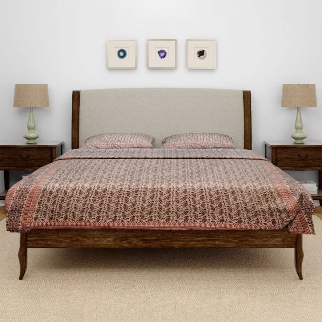 Hand Crafted Cotton 192 TC Single Bed Cover with Pillow