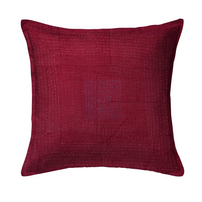 Handcrafted Cotton Maroon Cushion Cover