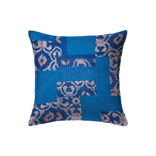 Handcrafted Cotton Blue Cushion Cover