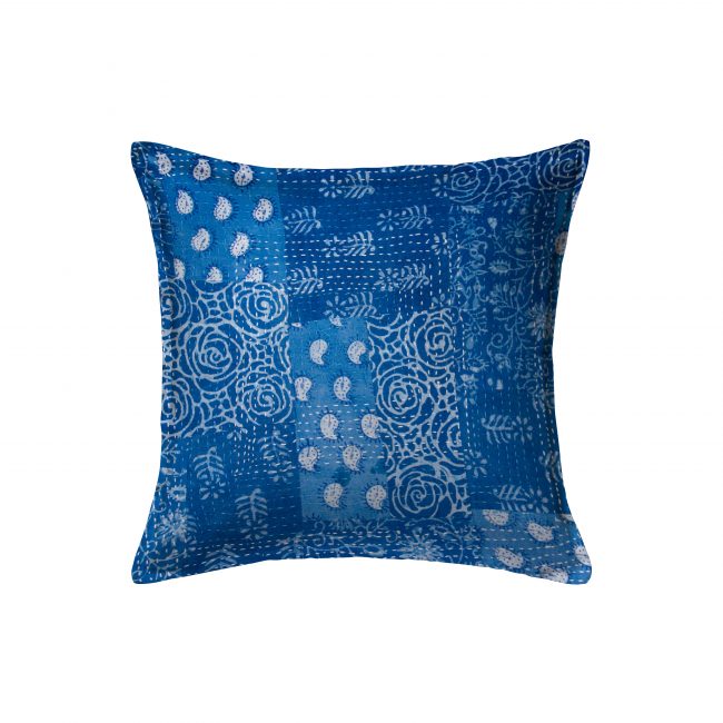 Handcrafted Cotton Blue Cushion Cover