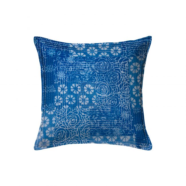 Handcrafted Cotton Blue Cushion Cover