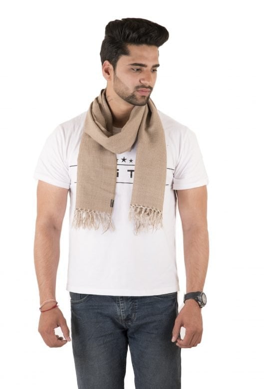 Men's Handwoven Sheep Wool Brown Muffler