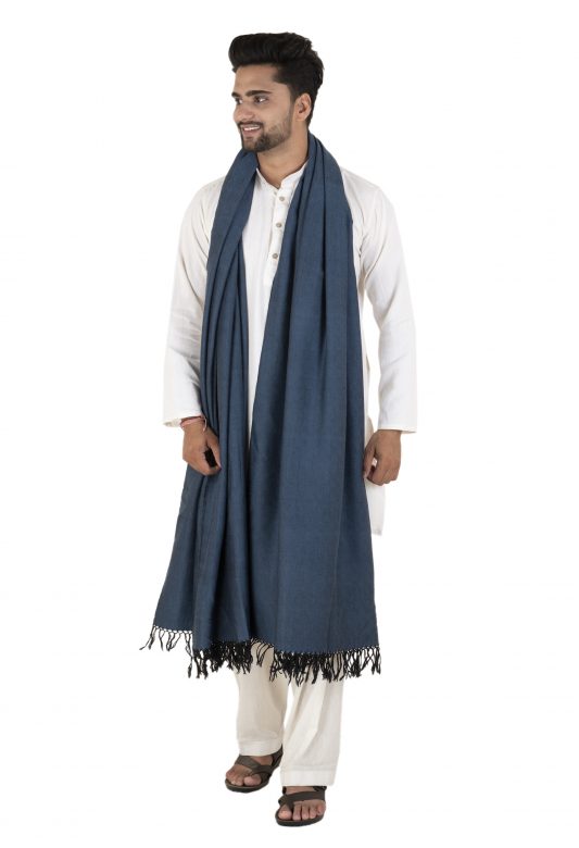 Navy Blue Sheep Wool Shawl