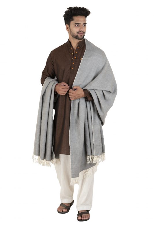 Handmade Grey Sheep Wool Gents Shawl