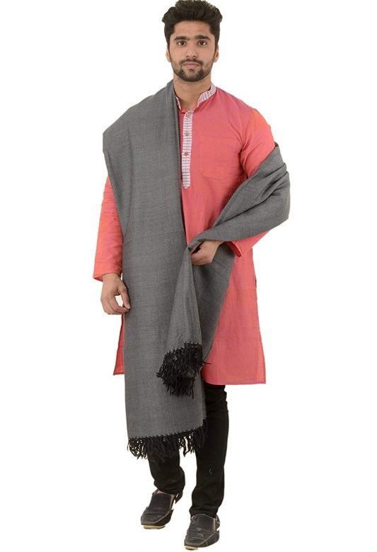 Tribes India Stylish Men Sheep Wool Grey Shawl