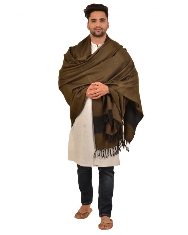 Mens Handwoven Woolen Brown Freesize Shawl