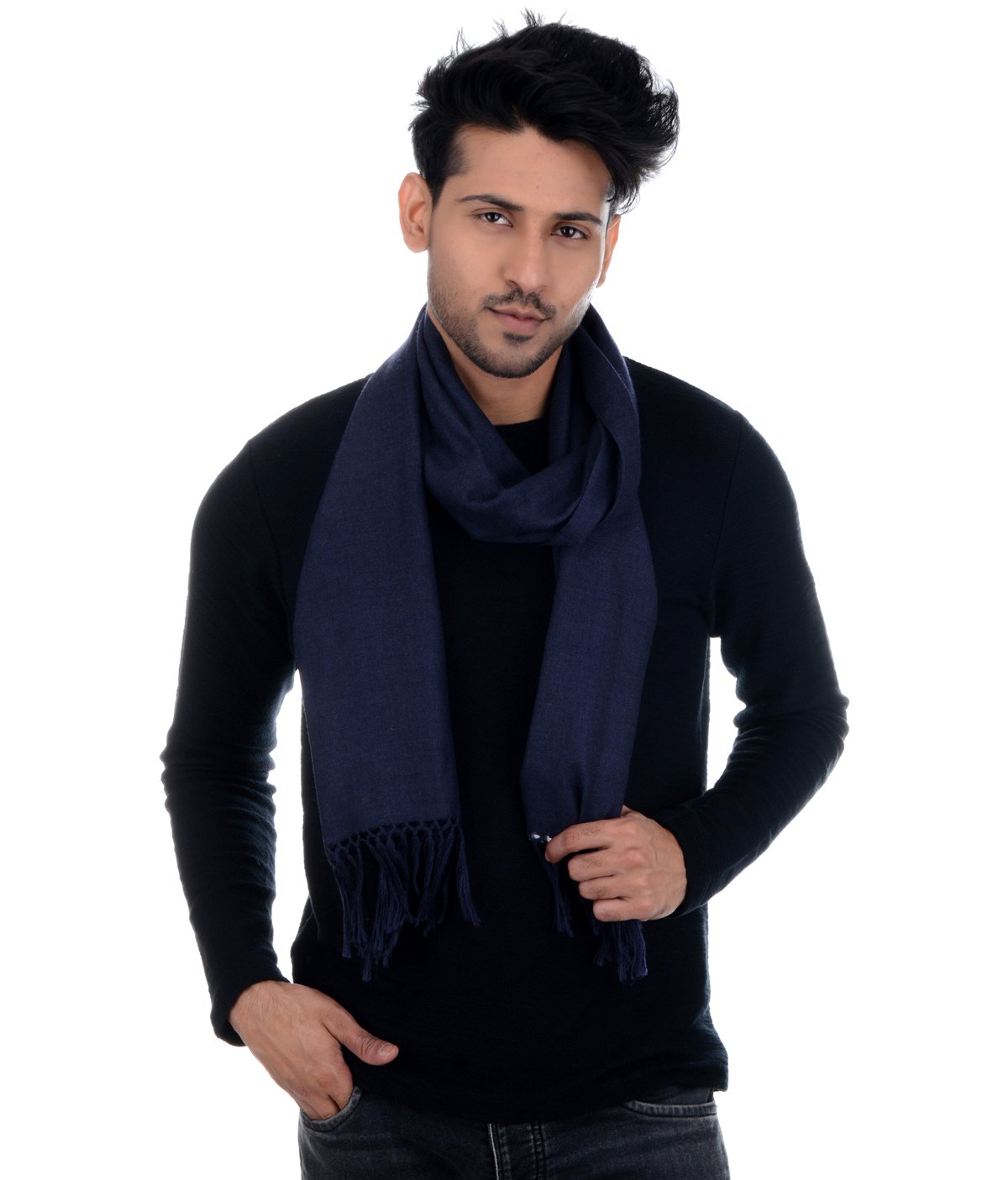 Handwoven Muffler Navy - Pure Wool