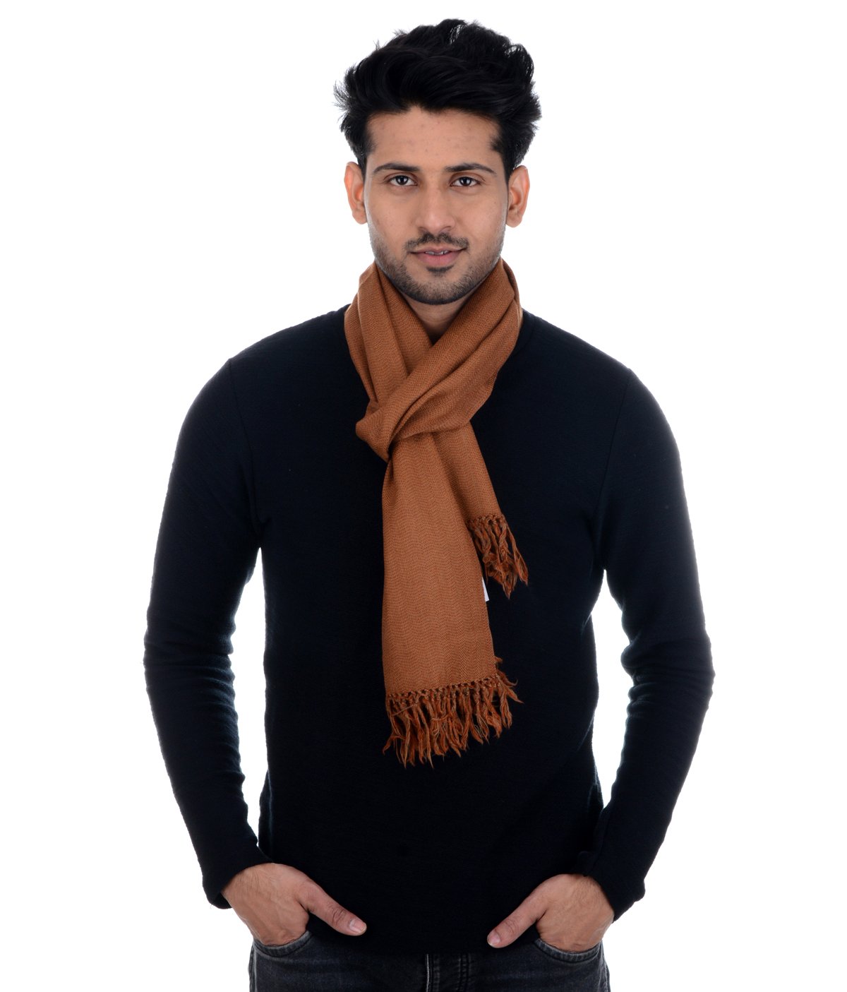 Handwoven Muffler Brown - Pure Wool