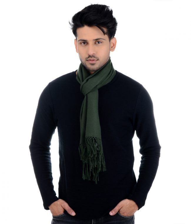 Handwoven Muffler Green - Kashmira Wool