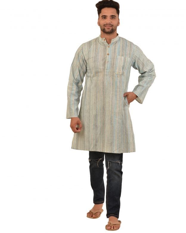Handcrafted Cotton Multicolor Knee Long Kurta - XXL
