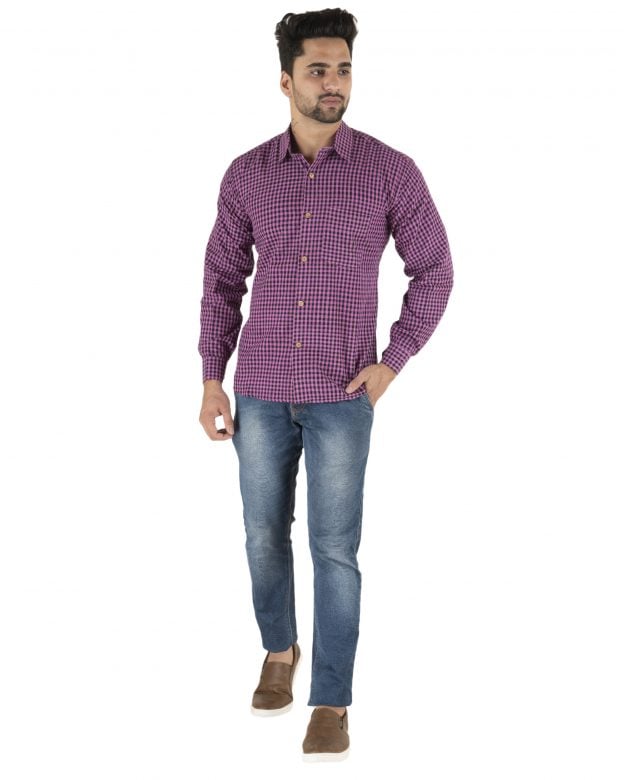 Cotton Pink Checks Long Sleeve Shirt