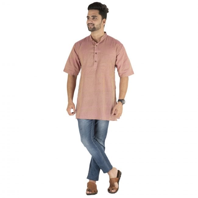 Handcrafted Brown Mid Thigh Short Kurta