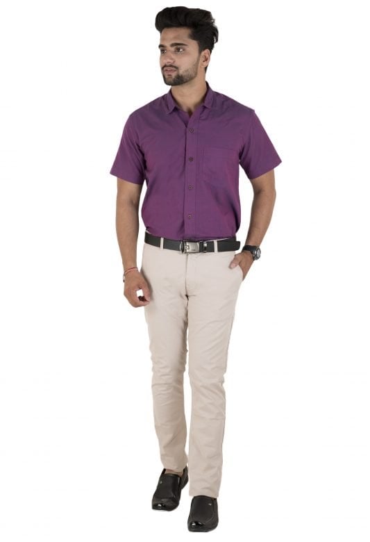 Handwoven Purple Cotton Men's Shirt