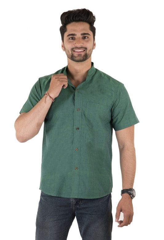 Half Sleeve Nehru Collar Madrian Shirt