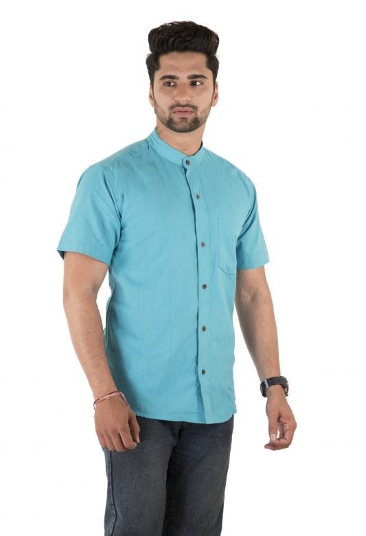 Half Sleeve Nehru Collar Madrian Shirt