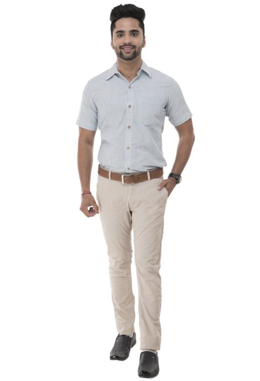 Light Blue Cotton Men's Shirt