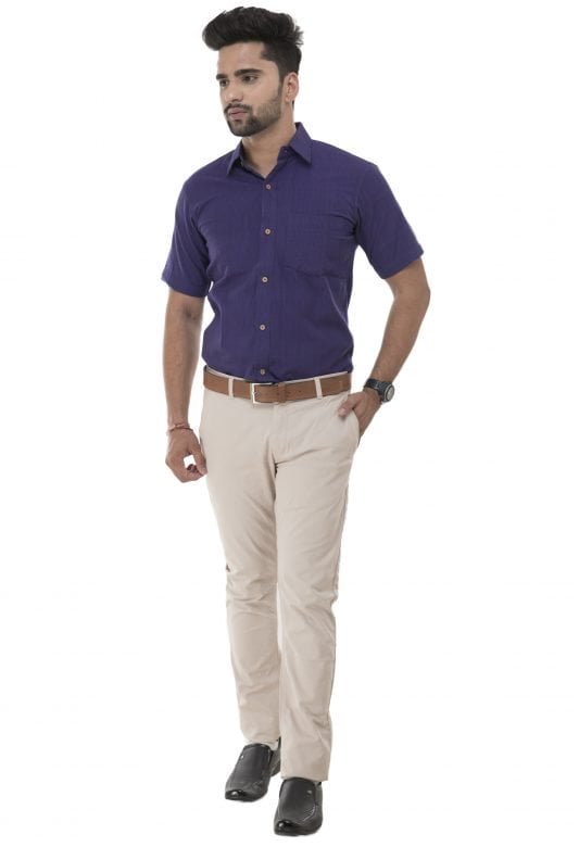 Handmade Purple Cotton Men's Shirt