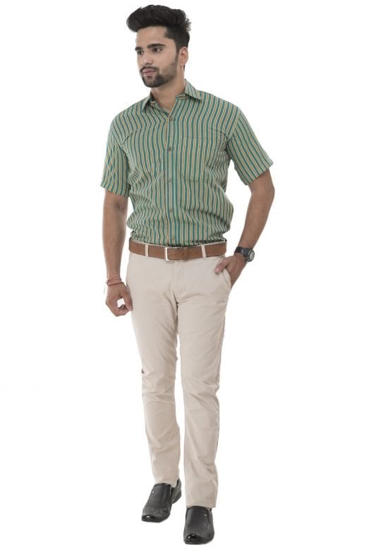 Handwoven Green Cotton Men's Shirt
