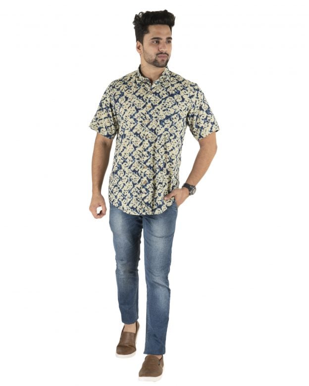 Cotton White Regular Fit Half Sleeve Shirt