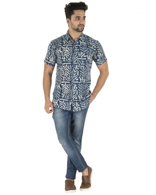 Cotton White Regular Fit Half Sleeve Shirt