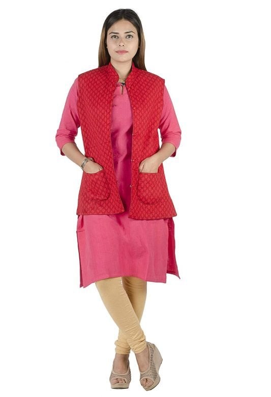 Women's Cotton Block Printed Short Jacket - M