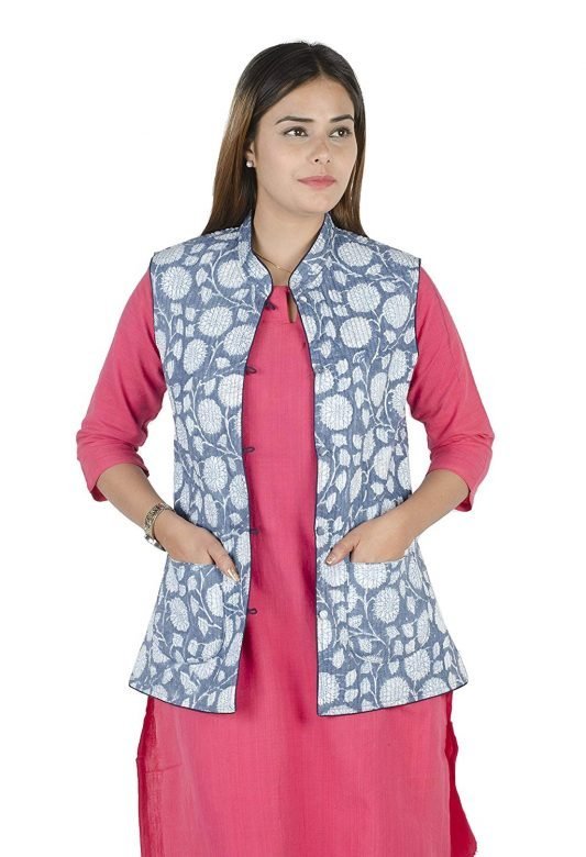 Women's Cotton Block Printed Short Jacket - S