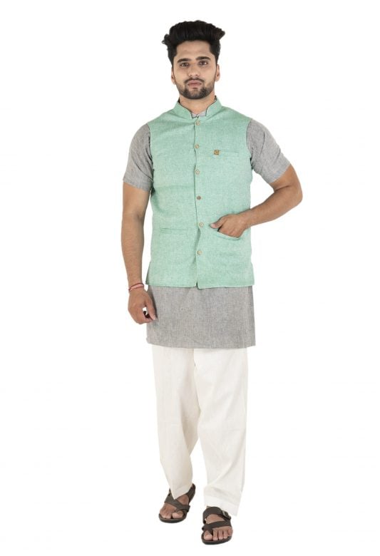Light Green Linen Modi Jacket