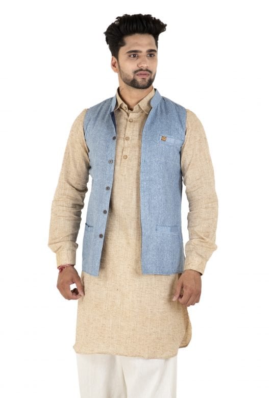 Mens Sky Blue Linen Modi Jacket