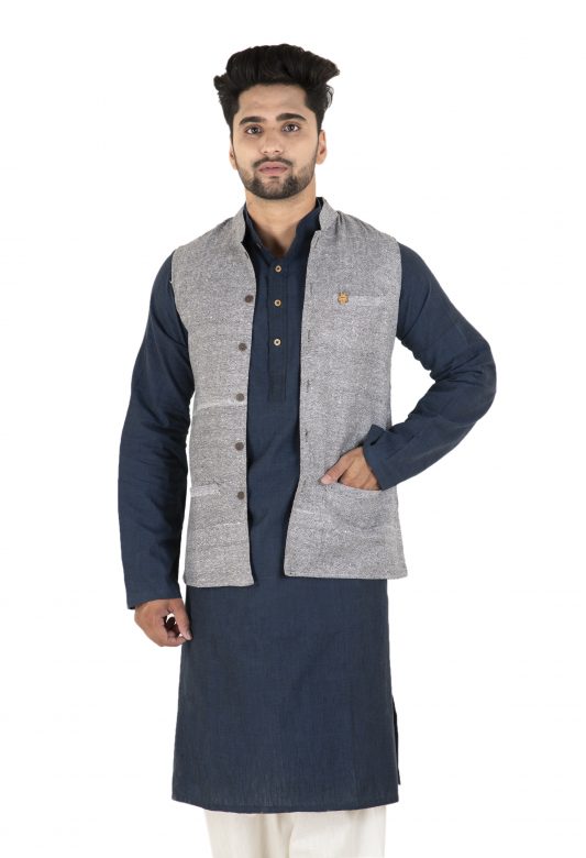 Mens Grey Linen Modi Jacket