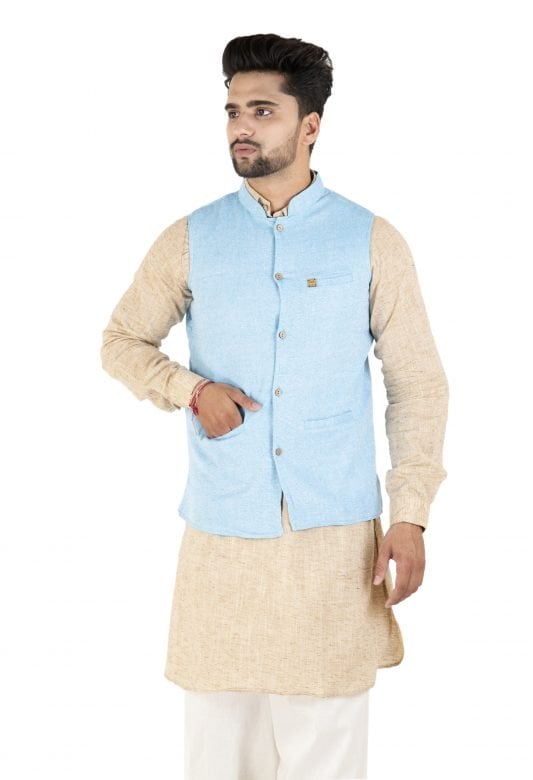 Sky Blue Linen Modi Jacket