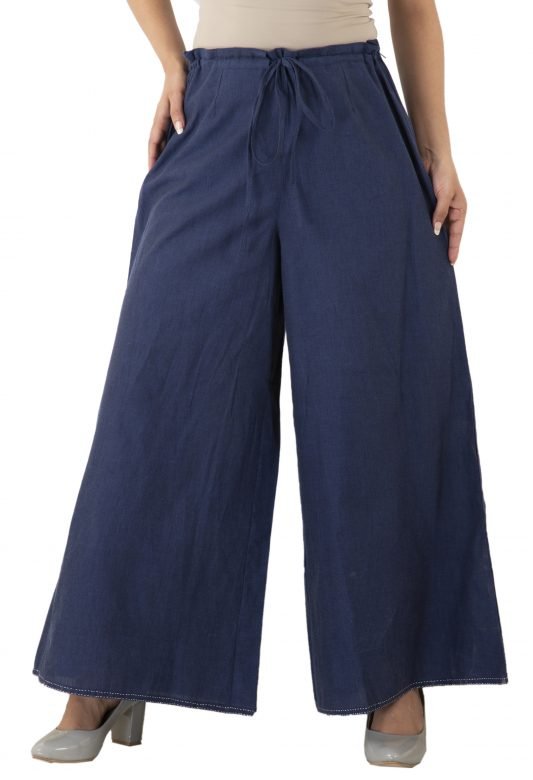 Blue Cotton Drawstrings Mangalgiri Pant