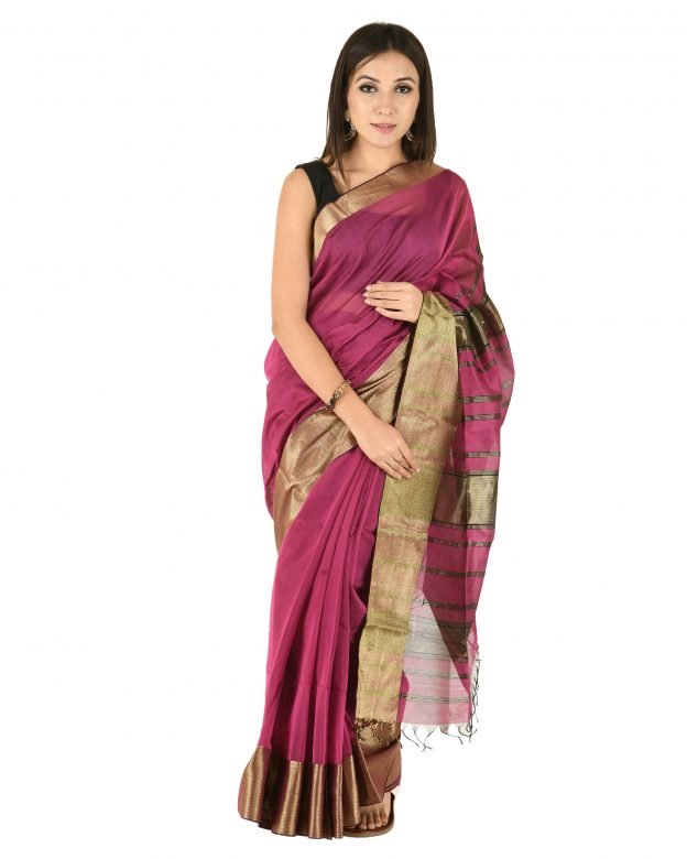 Maheshwari Cotton Multicolor Free Size Handmade Saree