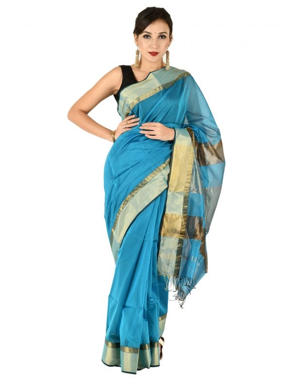Maheshwari Cotton Multicolor Free Size Handmade Saree