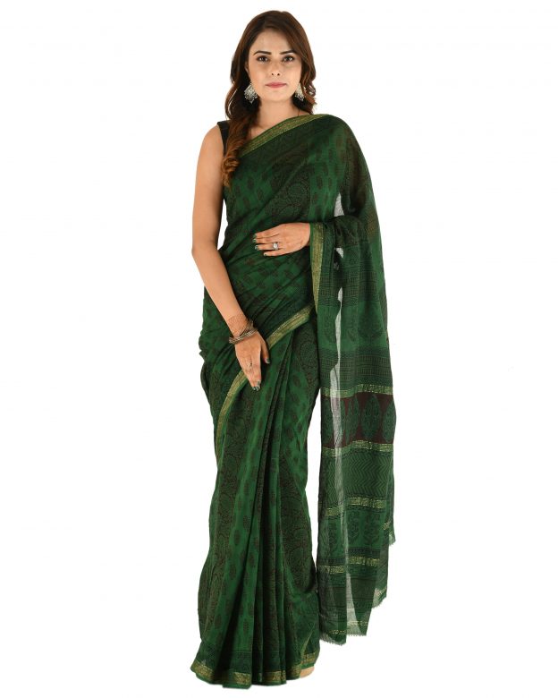 Traditional Cotton & Silk Maheshwari Border Multicolor Plain Saree