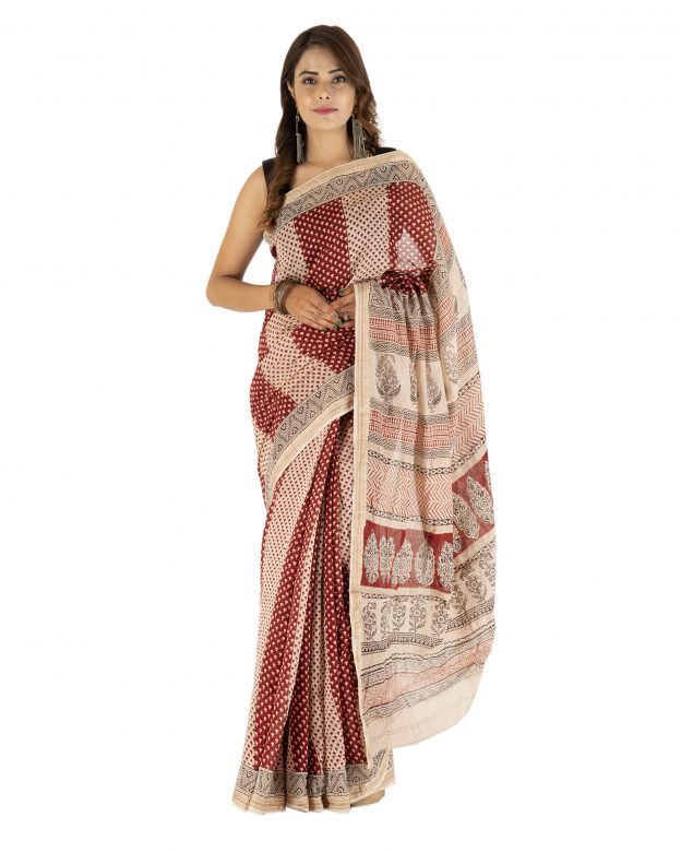 Traditional Cotton & Silk Maheshwari Border Multicolor Plain Saree