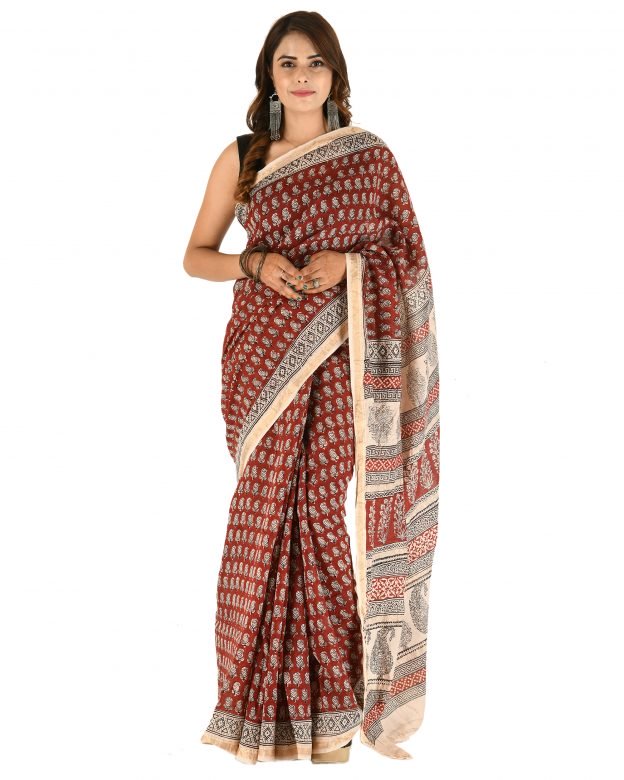 Traditional Cotton & Silk Maheshwari Border Multicolor Plain Saree