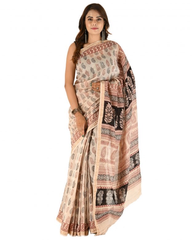 Traditional Cotton & Silk Maheshwari Border Multicolor Plain Saree