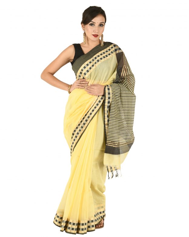 Maheshwari Cotton Multicolor Free Size Handmade Saree
