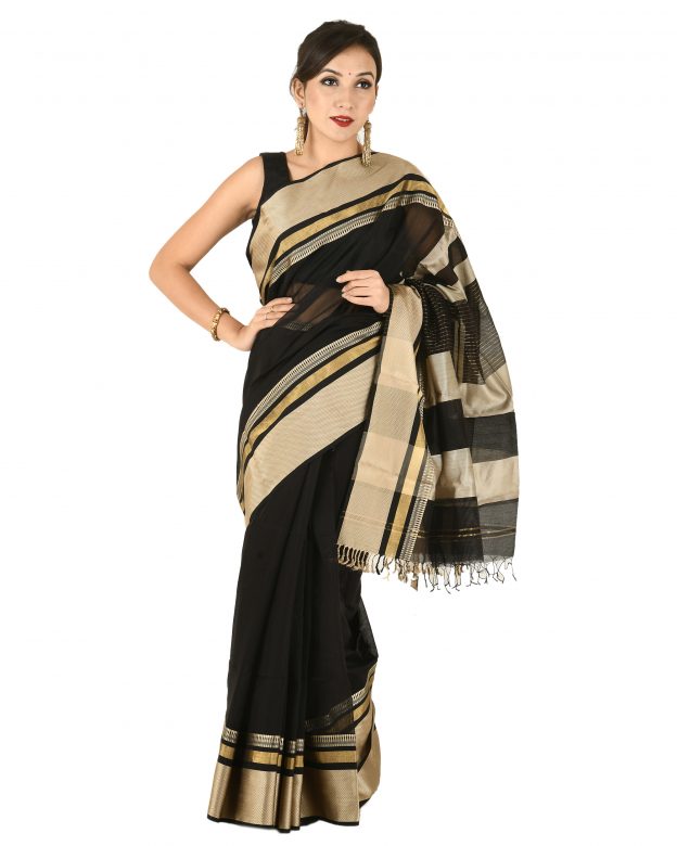 Handcrafted Multicolor Chatayi Border Maheshwari Cotton Saree