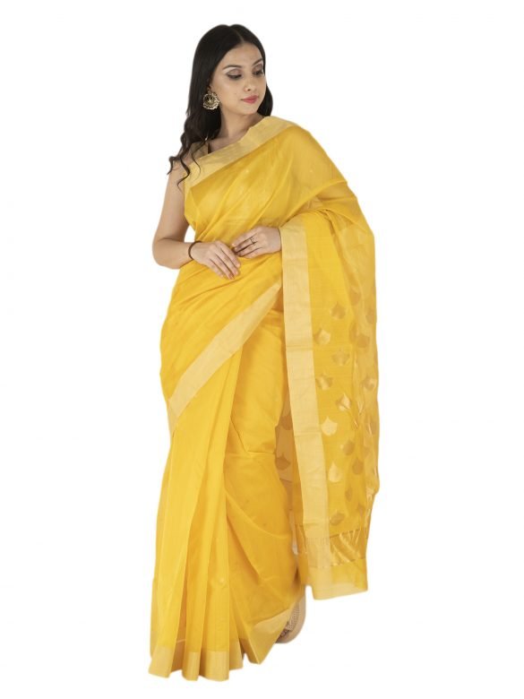 Kareena Chanderi Zari Yellow Silk Saree