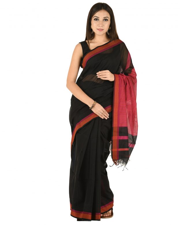 Maheshwari Cotton Multicolor Leen Tani Patta Designer Saree