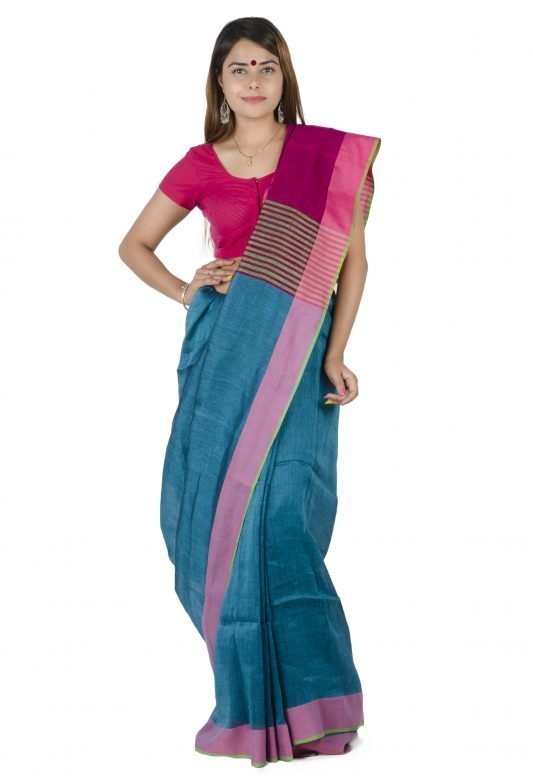 Multi-Coloured Linen Saree