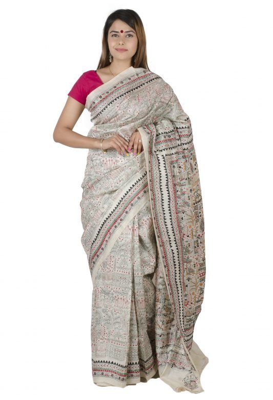 Multi-Coloured Tassar Silk Saree