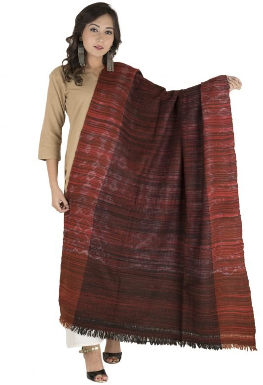 Black & Maroon Diamond Tye Dye Plain Wool Shawl